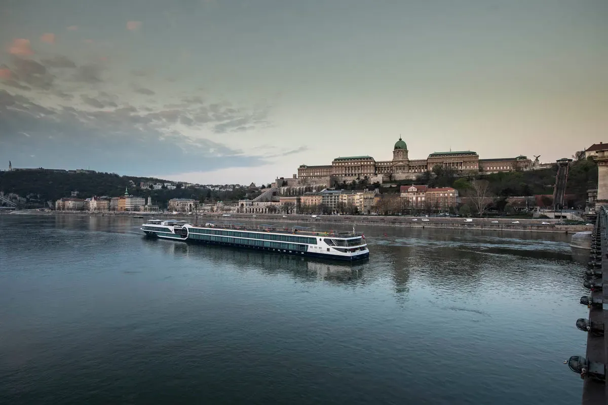 Panoramic view of a cruise ship on a dock