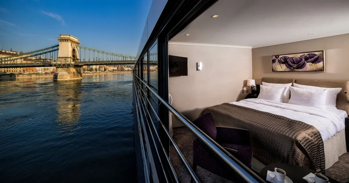 Side view of a balcony suite on a cruise ship