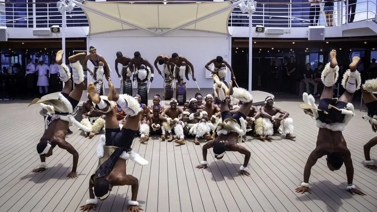 Entertainment traditional dance show on a cruise ship deck