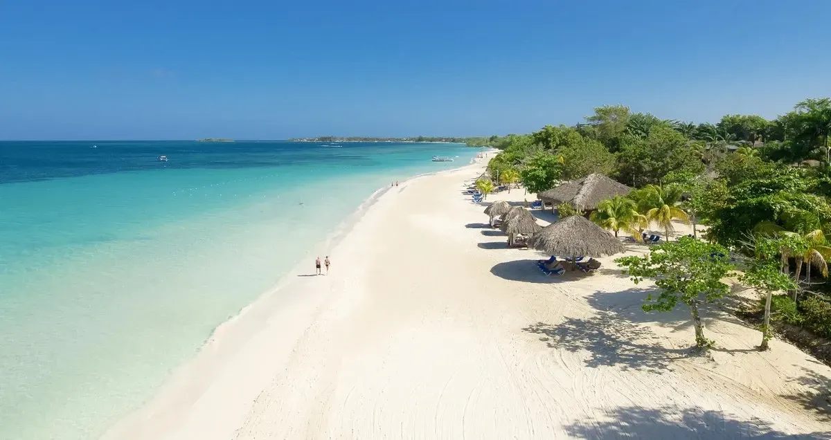 Aerial view of the beach at Beaches Resorts Negril
