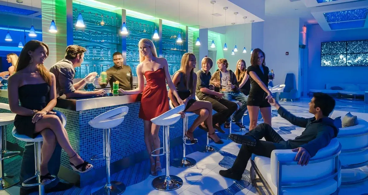 People hanging out at a night club