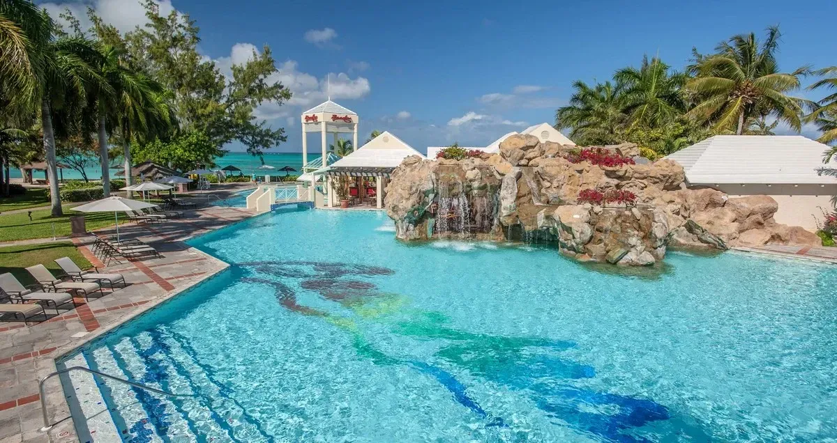 Beaches Turks & Caicos pool with the Beaches logo on the bottom of it