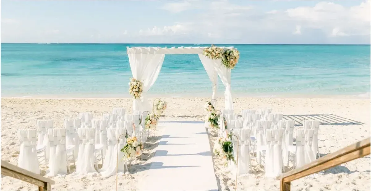 Wedding venue at the beach on a sunny day