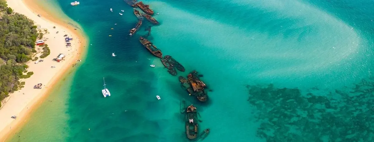 Aerial view of the beach and ocean at as australian island