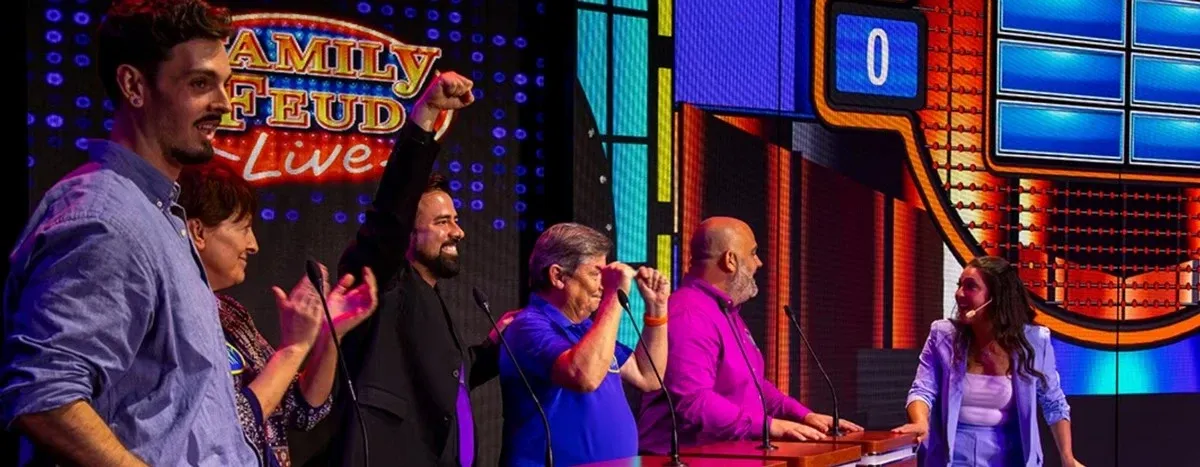 Group of people playing family feud 