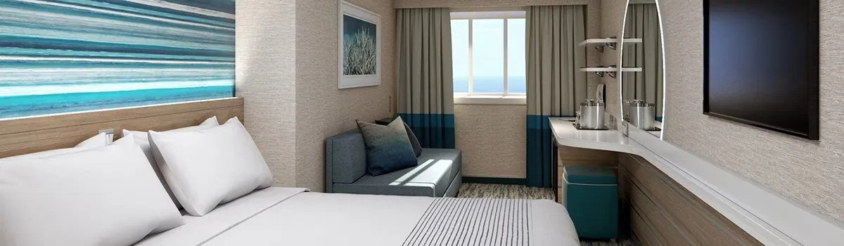 Room with ocean view and living space