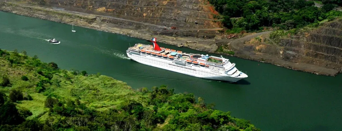 Cruise ship sailing on the Panama Canal