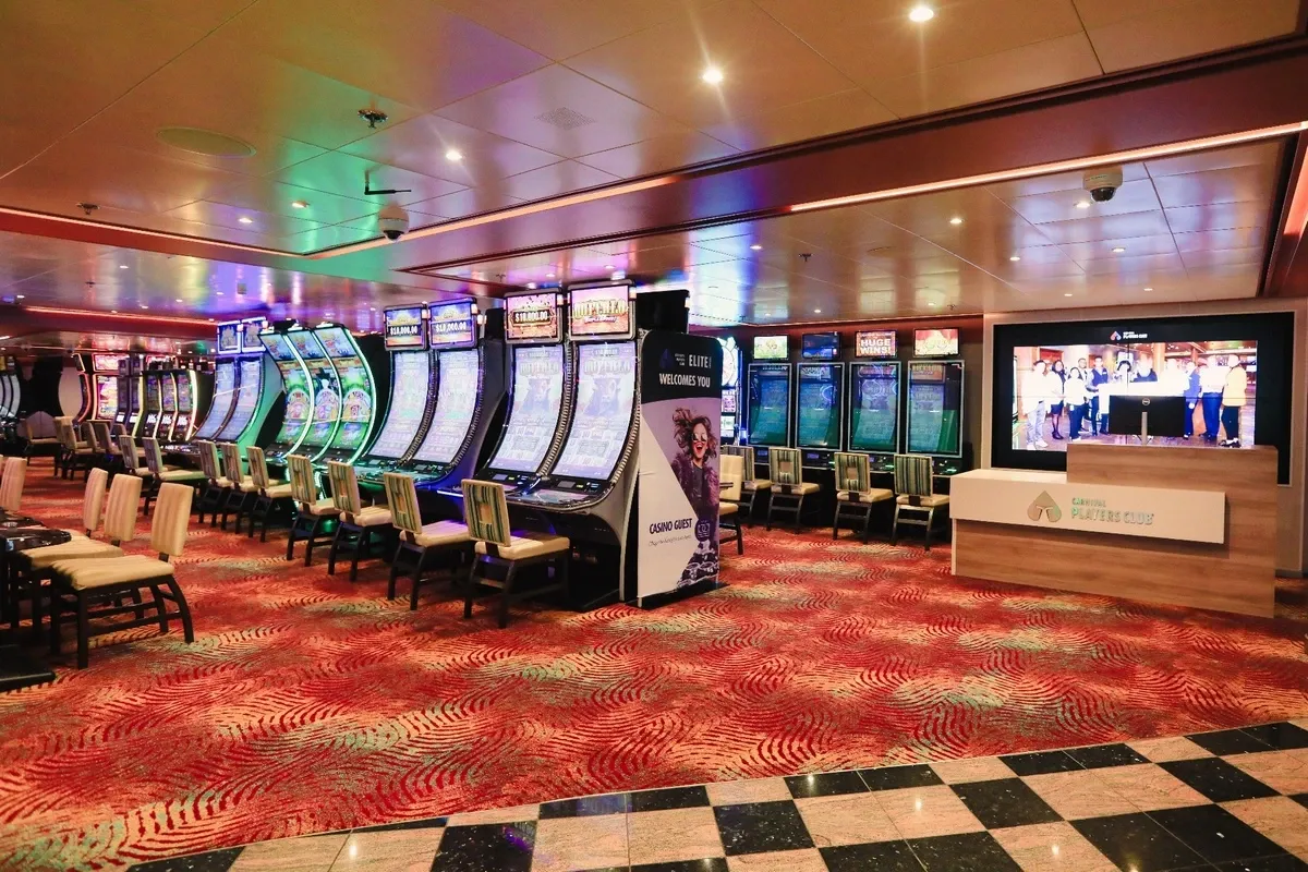 Cruise ship casino with many slot machines