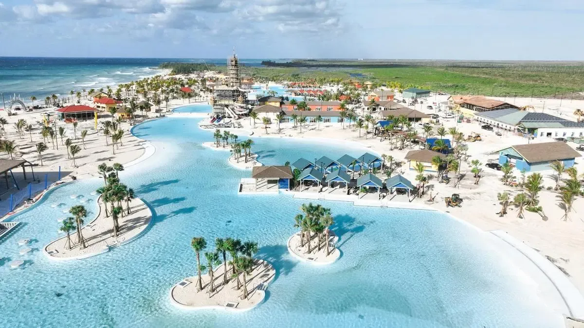 Celebration Key island aerial view of the beach