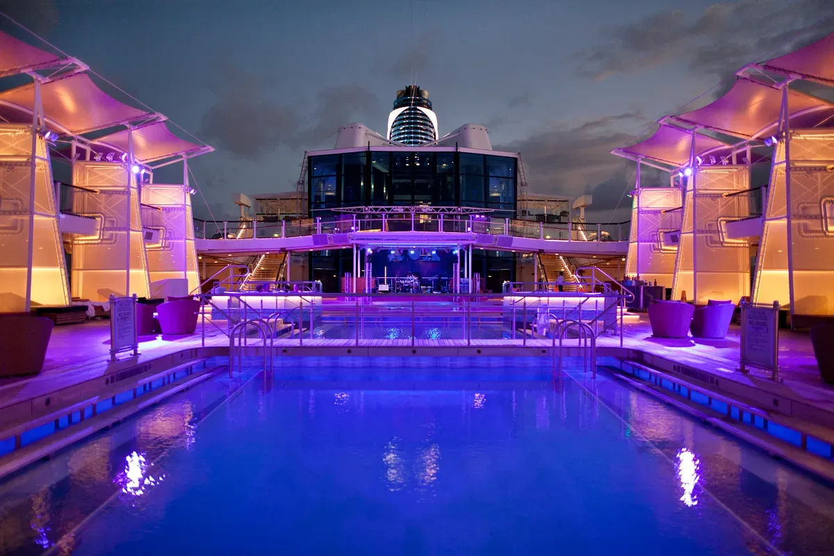 Top deck pool at night