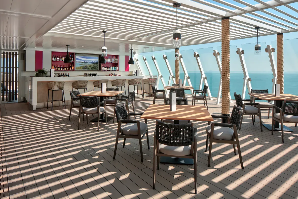 Celebrity Cruise Line top deck restaurant with views to the ocean