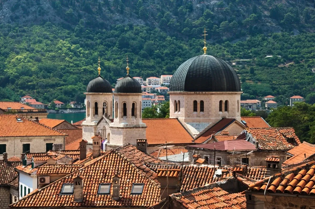 Montenegro city skyline view with the mountains in the background