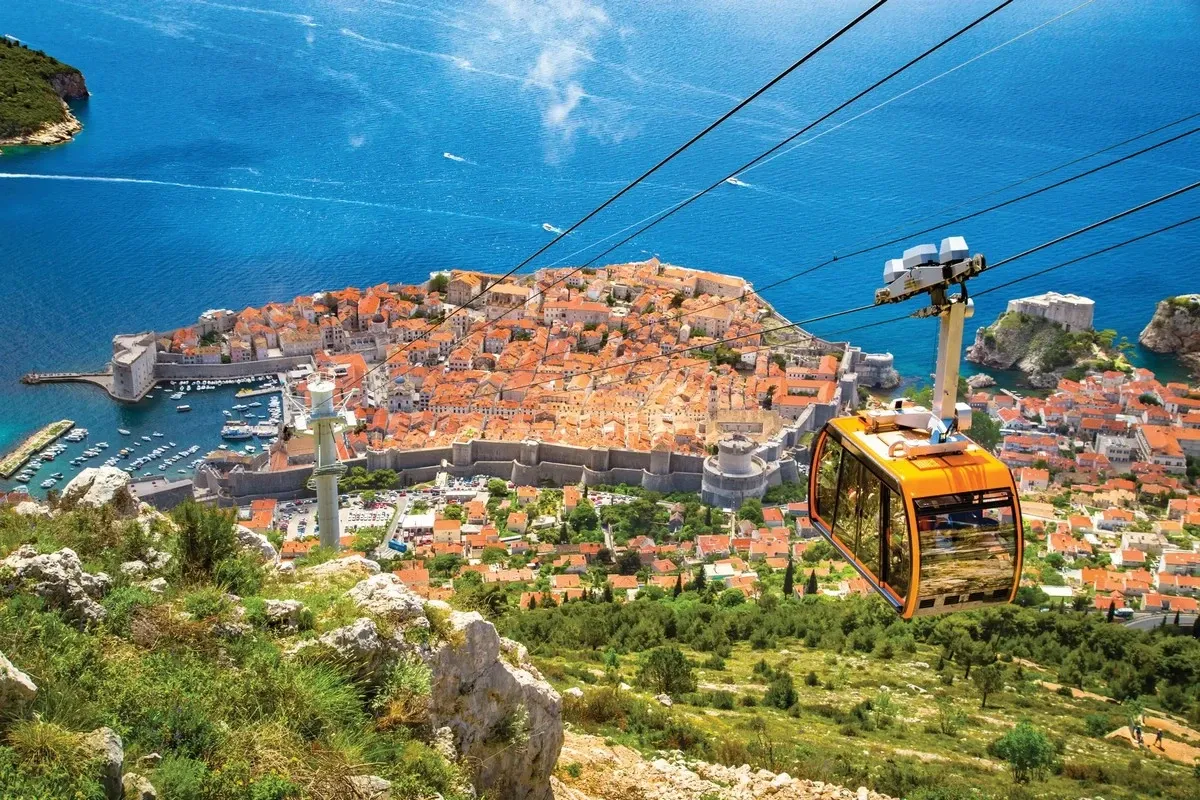 Aerial view from the cable car at Dubrovnik, Croatia