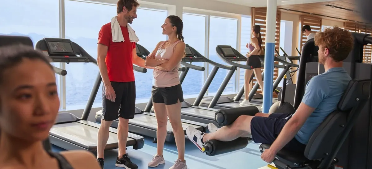 People hanging out at the cruise ship gym