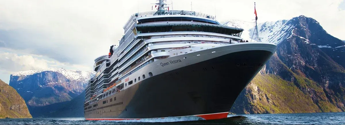 Side view of a Cunard Cruise Line ship